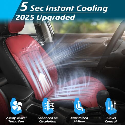 Paffenery 2025 تغطية مقعد سيارة التبريد المطورة مقعد أمامي ، وسادة مقعد السيارة 12V-24V-24V ، وغطاء مقعد مبرد لشاحنة سيارات سيارات شاحنة عالمية ، رمادية داكنة in Kuwait