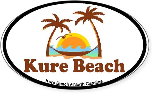 CafePress Kure Beach NC Beach Design Oval Car Bumper Sticker in Saudi Arabia