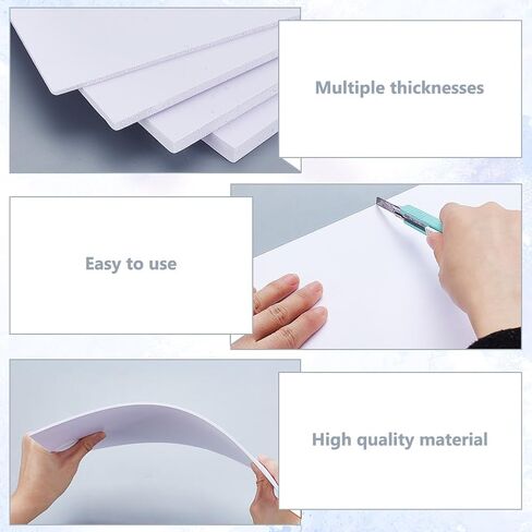 AHANDMaker 6pcs ملاءمة بلاستيكية PVC الموسعة ، 3 مم 5 مم بحجم 7 مم 9 مم 9 ملم ، ورقة رغوة PVC بيضاء سميكة ، 11.8 × 7.8 بوصة ، ورق رغوة حرفي ، وألواح لوحات PVC للحرف والفنون ، والعروض ، واللافتات ، واللوحات الخارجية ، الاستخدام في الهواء الطلق. in Saudi Arabia