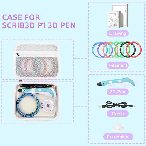 Storage Hard Case Compatible with SCRIB3D P1 Advanced 3D Printing Pen Set, Portable Organizer Holder Case for 3D Pen and Cable in Kuwait