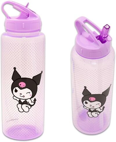 SANRIO Kuromi Reusable Water Bottle Set Bundle 30oz Plastic Water Bottle with Spout for Home, School, Sports, Plus Stickers | Kuromi Drink Container in Saudi Arabia