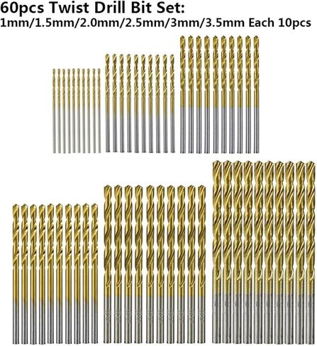 HSS Twist Drill Stet 0.4-4.0mm Mini Drill Bit for DIY Hobby Craft Woodworking Hole Drilling Tools 50-150pcs (60pcs) in Kuwait