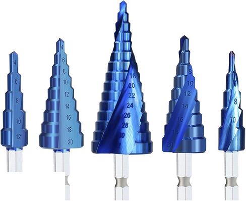 Step Drill Bit HSS 4-12 4-20 4-32mm Blue Coated Step Cone Drill Hex Shank Step Drill Bit 1Pcs(1pc 3-12) in Saudi Arabia