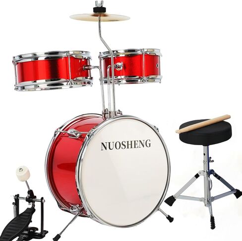 مجموعة أسطوانة الأطفال من 3 قطع للمبتدئين ، مجموعة طبل 13 بوصة مع عرش قابل للتعديل ، الصنج ، دواسة وطبلة ، مجموعة طبل صغار مع طبل باس توم ، الأحمر in Kuwait