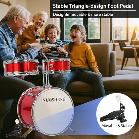 مجموعة أسطوانة الأطفال من 3 قطع للمبتدئين ، مجموعة طبل 13 بوصة مع عرش قابل للتعديل ، الصنج ، دواسة وطبلة ، مجموعة طبل صغار مع طبل باس توم ، الأحمر in Kuwait