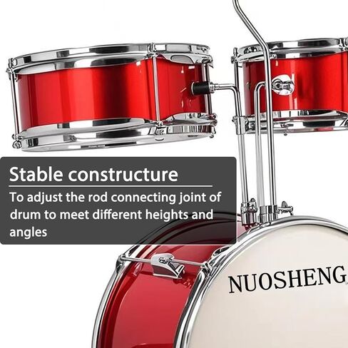 مجموعة أسطوانة الأطفال من 3 قطع للمبتدئين ، مجموعة طبل 13 بوصة مع عرش قابل للتعديل ، الصنج ، دواسة وطبلة ، مجموعة طبل صغار مع طبل باس توم ، الأحمر in Kuwait