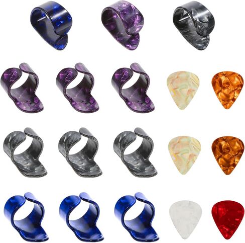 18Pcs Finger Picks for Acoustic Guitar Thumb Picks, Guitar Pick Celluloid Guitars Flat Thumbpicks, Thumb and Fingers Pick for Fingerstyle Acoustic Guitars Banjo or Ukulele Harp Bass in Saudi Arabia
