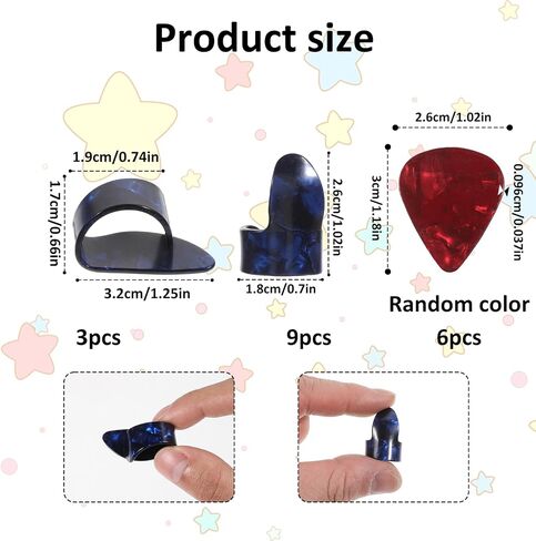 18Pcs Finger Picks for Acoustic Guitar Thumb Picks, Guitar Pick Celluloid Guitars Flat Thumbpicks, Thumb and Fingers Pick for Fingerstyle Acoustic Guitars Banjo or Ukulele Harp Bass in Saudi Arabia