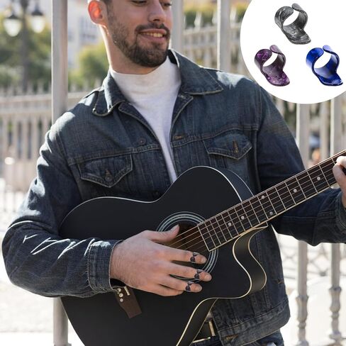 18Pcs Finger Picks for Acoustic Guitar Thumb Picks, Guitar Pick Celluloid Guitars Flat Thumbpicks, Thumb and Fingers Pick for Fingerstyle Acoustic Guitars Banjo or Ukulele Harp Bass in Saudi Arabia