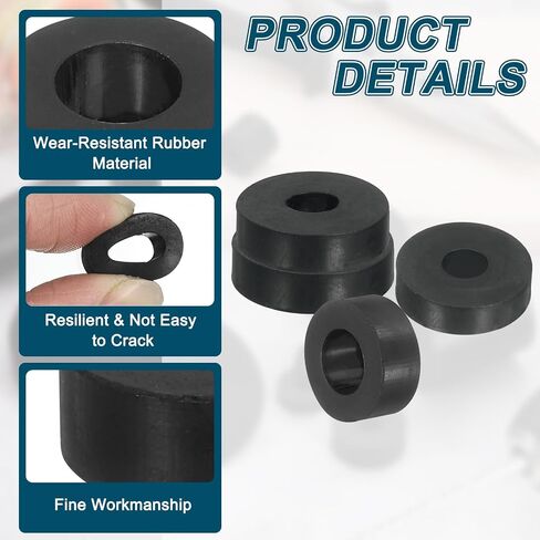 uxcell 8Pcs Thick Rubber Spacer, 1 Inch OD x 5/16 Inch ID x 1 Inch Thickness Round Rubber Bushings Anti Vibration Flat Spacer Washers for Home Industrial Machinery in Saudi Arabia