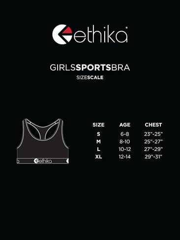 Ethika Girl's Sports Bra Stretch with Removable Pads for Active Play (Solid Colors) in Saudi Arabia