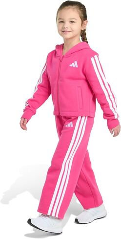 Adidas Girls 2 قطعة كاملة من Zip 3-Stripe Fleece Jacket و Wide Leg Pant in Saudi Arabia