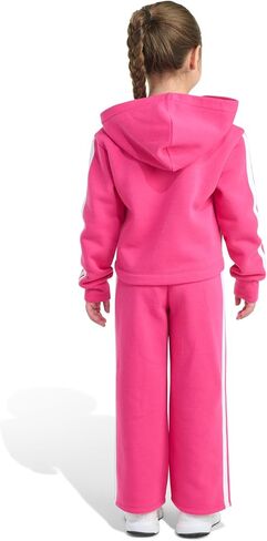 Adidas Girls 2 قطعة كاملة من Zip 3-Stripe Fleece Jacket و Wide Leg Pant in Saudi Arabia