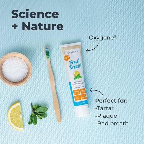 Oxyfresh Premium Lemon Mint Fresh Breath Toothpaste to Help Fight Bad Breath, Anti Plaque & Tartar Control - Low Abrasion Gel, SLS & Fluoride Free Toothpaste with Essential Oils, 5oz in Kuwait