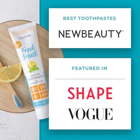Oxyfresh Premium Lemon Mint Fresh Breath Toothpaste to Help Fight Bad Breath, Anti Plaque & Tartar Control - Low Abrasion Gel, SLS & Fluoride Free Toothpaste with Essential Oils, 5oz in Kuwait