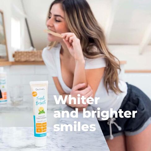 Oxyfresh Premium Lemon Mint Fresh Breath Toothpaste to Help Fight Bad Breath, Anti Plaque & Tartar Control - Low Abrasion Gel, SLS & Fluoride Free Toothpaste with Essential Oils, 5oz in Kuwait