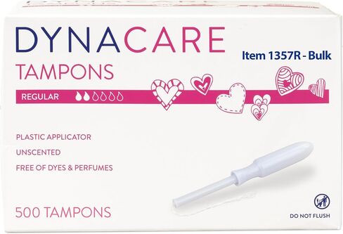 Dynarex Stampons العادية - منتج النظافة الأنثوية مع تطبيقات بلاستيكية للمناطق المشتركة - حماية 6 ساعات 500 ٪. لكل صندوق in Saudi Arabia