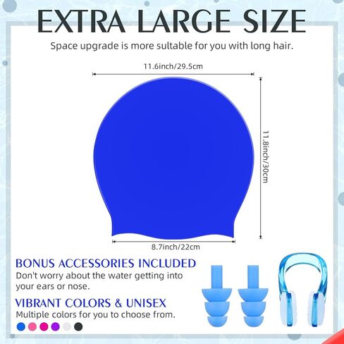 Coume Extra Swim Cap for Straids و Dreadlocks مقاوم للماء أغطية السباحة للنساء للنساء الشعر الطويل مع قابس الأذن ومقطع الأنف المناسب للنساء الرجال ينسجون ضفائر الضفائر in Saudi Arabia