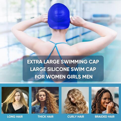 Coume Extra Swim Cap for Straids و Dreadlocks مقاوم للماء أغطية السباحة للنساء للنساء الشعر الطويل مع قابس الأذن ومقطع الأنف المناسب للنساء الرجال ينسجون ضفائر الضفائر in Saudi Arabia