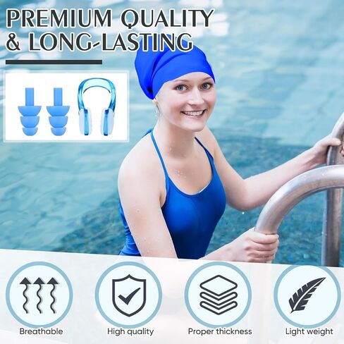 Coume Extra Swim Cap for Straids و Dreadlocks مقاوم للماء أغطية السباحة للنساء للنساء الشعر الطويل مع قابس الأذن ومقطع الأنف المناسب للنساء الرجال ينسجون ضفائر الضفائر in Saudi Arabia