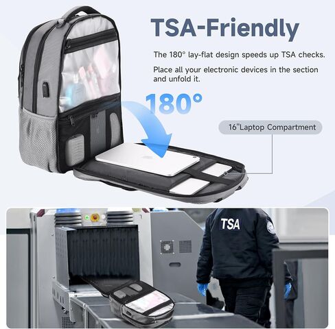 16 Inch TSA Travel Laptop Backpack, Multipocket Business Backpack with RFID Pockets, Airline Approved Personal Item Travel Bag,Water Resistant College Carry On Bag for Men Women Weekender in Saudi Arabia