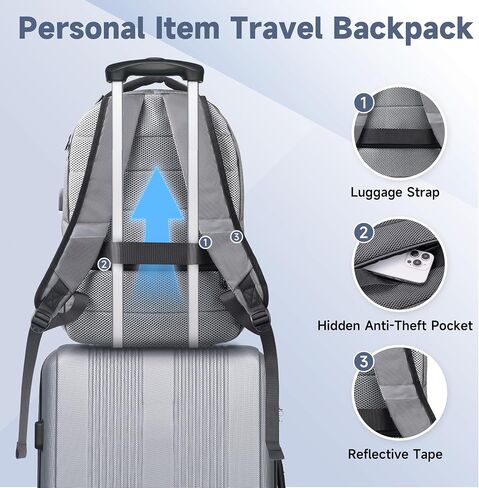 16 Inch TSA Travel Laptop Backpack, Multipocket Business Backpack with RFID Pockets, Airline Approved Personal Item Travel Bag,Water Resistant College Carry On Bag for Men Women Weekender in Saudi Arabia