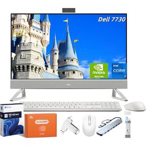Dell Inspiron All in One Desktop PC, 27 Inch FHD Touch Screen, Core 7-150U, NVIDIA GeForce MX570A, 32GB RAM, 1TB SSD, Office Pro Lifetime License, Windows 11 Pro, with Accessories in Kuwait