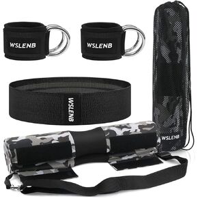 Barbell Pad Set for Squats Hip Thrusts, Barbell Weight Set Neck and Shoulder Protective Cushion Pad with 2 Gym Ankle Straps Booty Resistance Bands for Standard Bars Cable Machine in Saudi Arabia