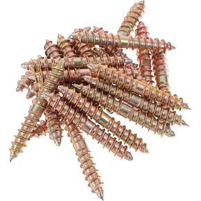 Xindojuz 24 PCS مسامير مزدوجة نهاية ، M6x41mm البراغي البراغي النقر على الخشب البراغي السفن الخشبية للأثاث الذي يربط وتثبيت (الذهب) in Saudi Arabia