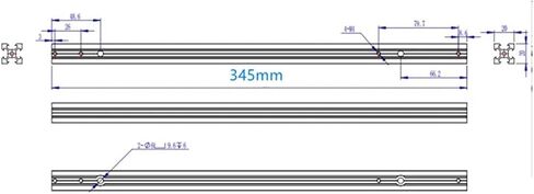 1 قطعة X-axis الألمنيوم ملف تعريف 2020 V-Groove profile v2 خطي خطي أسود 345 مم in Saudi Arabia