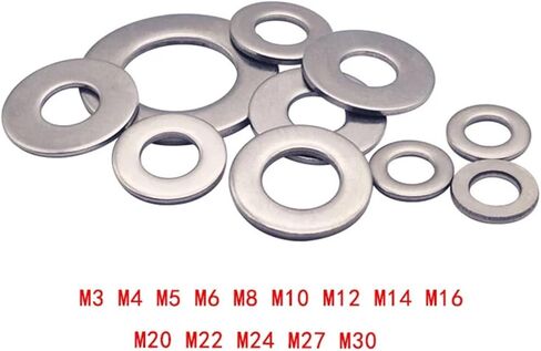 50pcs Flat Washers Ordinary Washers M2 M2.5 M3 M4 M5 M6 M8 M10 M12 M14 M16 M20 M22 M24 GB97 DIN988 304 Stainless Steel 10MM 12MM(M10x30x2.5) in Saudi Arabia
