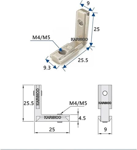 1 PCS 2020 3030 4040 4545 Black T Slot L Type Aluminium profile inner angle connection bracket standener eu stander with procks (2020) in Saudi Arabia