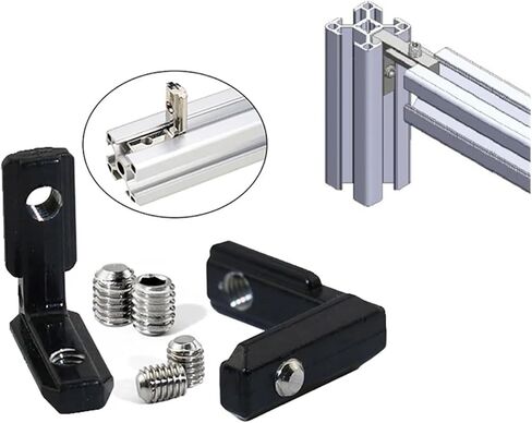 1 PCS 2020 3030 4040 4545 Black T Slot L Type Aluminium profile inner angle connection bracket standener eu stander with procks (2020) in Saudi Arabia