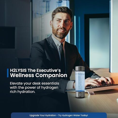 2025 New Glass Hydrogen Water Bottle Generator, 14oz/420ml with 2200ppb in 3 min SPE/PEM Technology, Portable H₂ Maker Water ionizer Machine for Home, Office & Travel, Rechargeable in Saudi Arabia