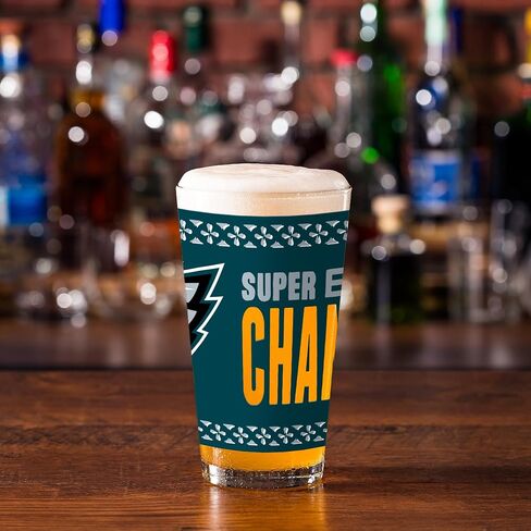 Rico Industries NFL Football Philadelphia Eagles 2025 Super Bowl LIX Champions 16 oz Pint Glasses with Digitally Printed Logo, Practical Set of 2 Classic Drinking Glasses in Saudi Arabia