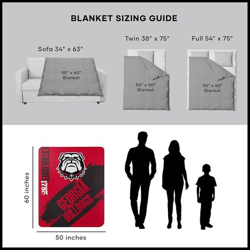 شمال غرب NCAA Georgia Bulldogs للجنسين-فولت Fleece بطانية ، 50 "× 60" ، رسمت in Saudi Arabia