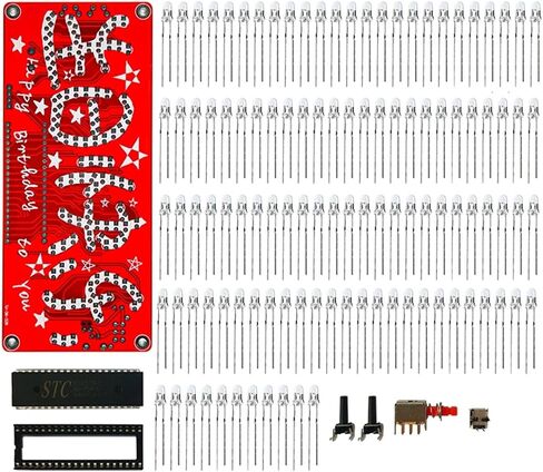 51 Microcontroller Happy Birthday DIY Kit Music LED Blinking Lights Weldring Practice Circuit Board(Colorful kit) in Saudi Arabia