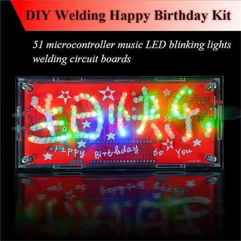 51 Microcontroller Happy Birthday DIY Kit Music LED Blinking Lights Weldring Practice Circuit Board(Colorful kit) in Saudi Arabia
