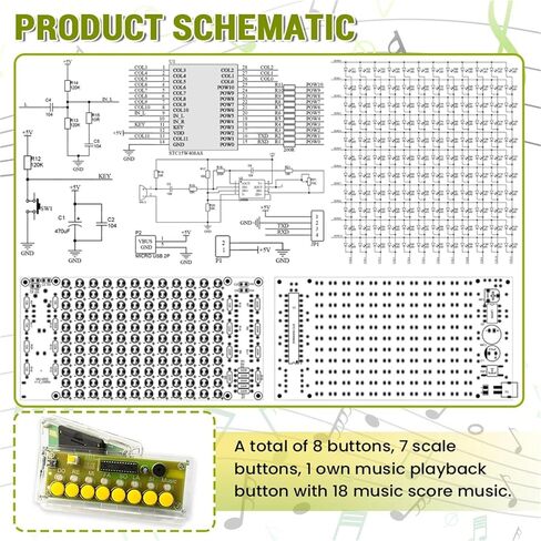 DIY 8 Keys Electronic Piano Kit Musical Note Circuit Board Soldering Assembly DIY electronic kit in Saudi Arabia