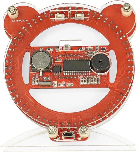 DIY Electronic Little Bear Kit 4 Bit Digital Electronic Clock مع تاريخ وقت درجة حرارة التاريخ الممارسة لحام موسيقى الإنذار جزء فضفاض (مجموعة زرقاء مع قذيفة) in Saudi Arabia