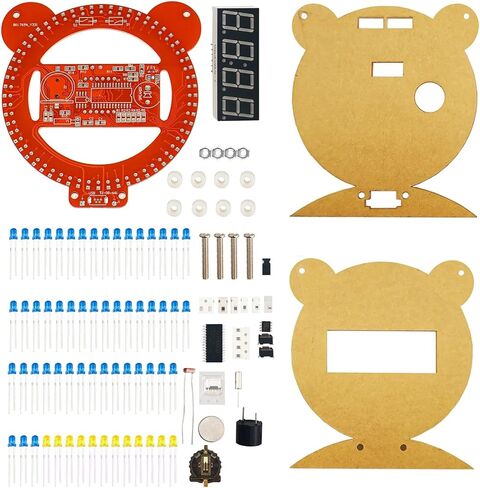 DIY Electronic Little Bear Kit 4 Bit Digital Electronic Clock مع تاريخ وقت درجة حرارة التاريخ الممارسة لحام موسيقى الإنذار جزء فضفاض (مجموعة زرقاء مع قذيفة) in Saudi Arabia