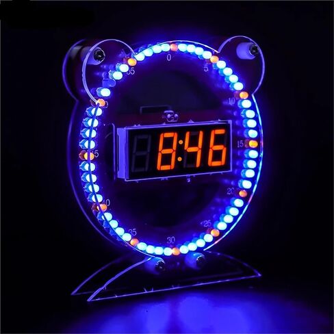 DIY Electronic Little Bear Kit 4 Bit Digital Electronic Clock مع تاريخ وقت درجة حرارة التاريخ الممارسة لحام موسيقى الإنذار جزء فضفاض (مجموعة زرقاء مع قذيفة) in Saudi Arabia