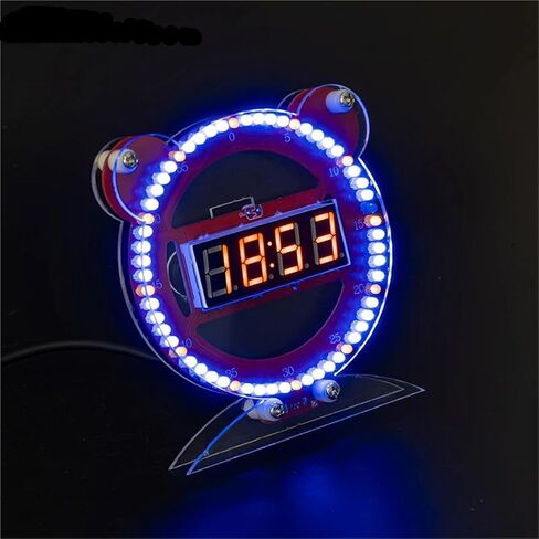 DIY Electronic Little Bear Kit 4 Bit Digital Electronic Clock مع تاريخ وقت درجة حرارة التاريخ الممارسة لحام موسيقى الإنذار جزء فضفاض (مجموعة زرقاء مع قذيفة) in Saudi Arabia
