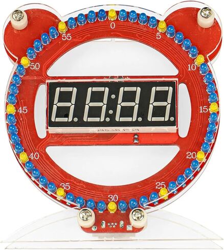DIY Electronic Little Bear Kit 4 Bit Digital Electronic Clock مع تاريخ وقت درجة حرارة التاريخ الممارسة لحام موسيقى الإنذار جزء فضفاض (مجموعة زرقاء مع قذيفة) in Saudi Arabia