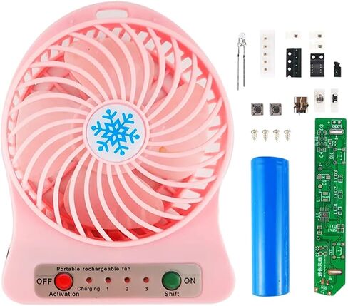 ثلاث سرعات Mini Fan DIY KIT USB قابلة لإعادة الشحن متعدد الوظائف الممارسة لحام المروحة لحام الأجزاء فضفاضة (اللون الأبيض) in Saudi Arabia