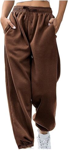 Baggy Sweatpants for Women Casual High Waisted Wide Leg Womens Sweatpant Workout Petite Joggers Trousers with Pocket in Saudi Arabia