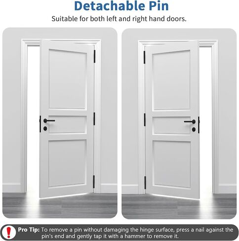 3 Pack Matte Black Door Hinges 4 Inch, Exterior Door Hinges with 5/8" Radius & Square Corners, Removable Pin, Perfect for Heavy-Duty Front & Back Door, Anti-Rust & No Squeaks in Saudi Arabia