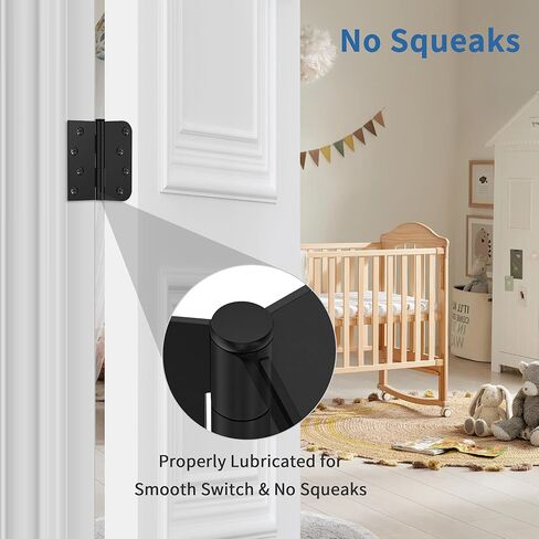 3 Pack Matte Black Door Hinges 4 Inch, Exterior Door Hinges with 5/8" Radius & Square Corners, Removable Pin, Perfect for Heavy-Duty Front & Back Door, Anti-Rust & No Squeaks in Saudi Arabia