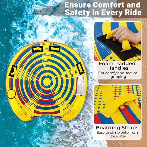 Goplus Towable Tube for Boating, 1-2/1-3 Riders Inflatable Boat Tube w/Quick Connector, Drainage, Stabilizer Fins, Floating Raft Water Sports Towables for Youth Adult in Saudi Arabia