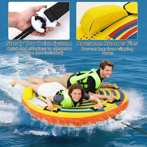 Goplus Towable Tube for Boating, 1-2/1-3 Riders Inflatable Boat Tube w/Quick Connector, Drainage, Stabilizer Fins, Floating Raft Water Sports Towables for Youth Adult in Saudi Arabia
